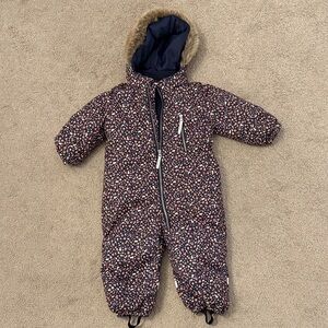 H&M Navy Baby Snowsuit with Floral Accents
